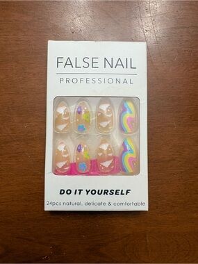 FALSE NAIL Professional Rainbow & Floral Press-On Nails